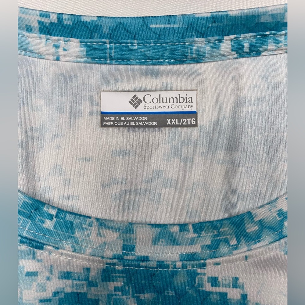 Columbia PFG Performance Fishing Shirt Men’s XXL Blue Camo Long Sleeve - Picture 2 of 6